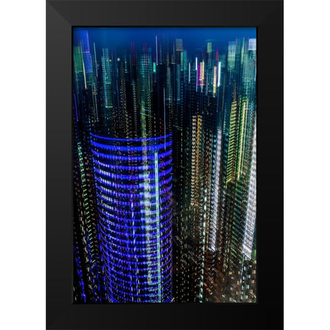 tokyo layers Black Modern Wood Framed Art Print by Makoto, Sasaki