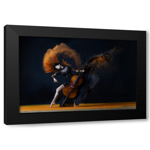 The Color Of My Music Black Modern Wood Framed Art Print with Double Matting by Suhardjo, Lisdiyanto