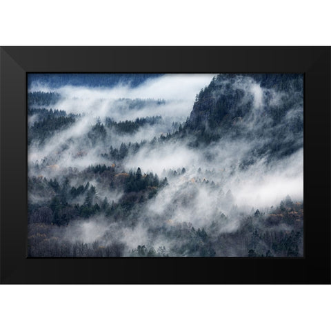 A Valley In The Fog Black Modern Wood Framed Art Print by Yamada, Tomomi