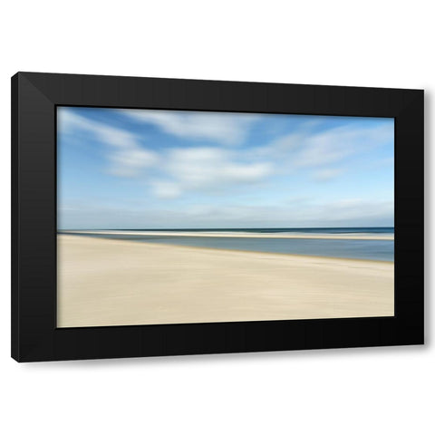 Sand-Sea And Sky Black Modern Wood Framed Art Print with Double Matting by Reichelt, Dieter