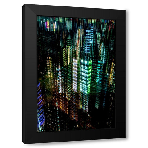 tokyo layers Black Modern Wood Framed Art Print with Double Matting by Makoto, Sasaki