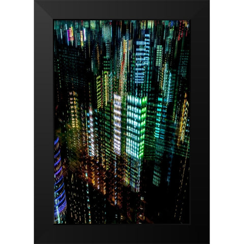 tokyo layers Black Modern Wood Framed Art Print by Makoto, Sasaki