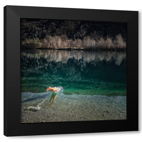 mergulho Black Modern Wood Framed Art Print by Fangueiro, Jose