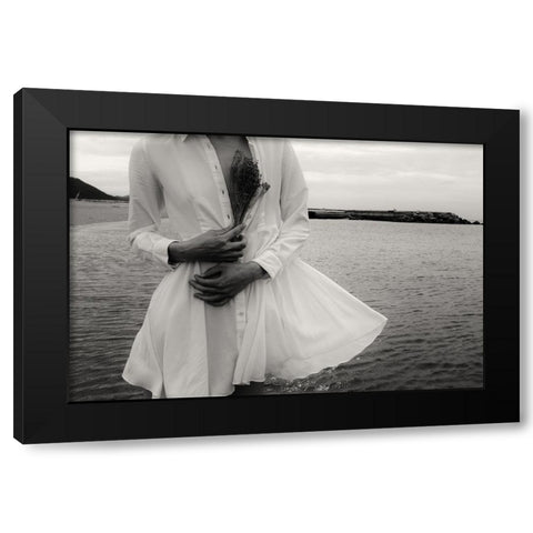 Ebb Tide Black Modern Wood Framed Art Print with Double Matting by Ishikura, Takaaki