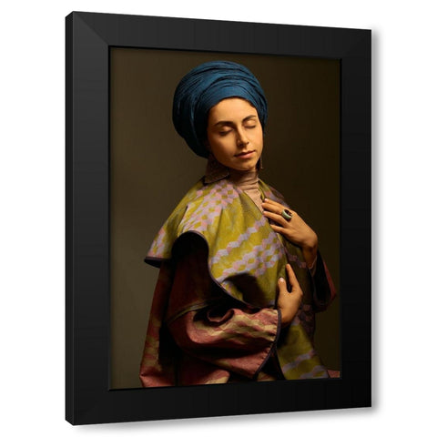 Padme Black Modern Wood Framed Art Print with Double Matting by Shiki, Shizuo