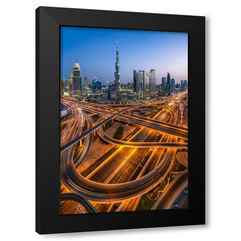 Curvaceous Black Modern Wood Framed Art Print with Double Matting by Jabeen, Rana