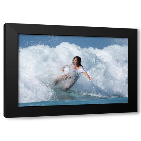 Surfer Black Modern Wood Framed Art Print by Yuval