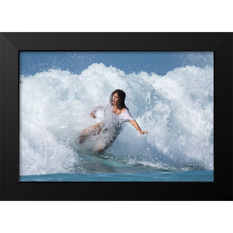 Surfer Black Modern Wood Framed Art Print by Yuval