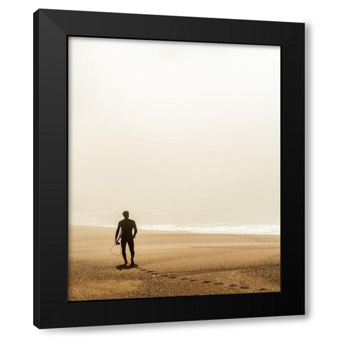 Looking For The Surf Black Modern Wood Framed Art Print with Double Matting by Reichelt, Dieter