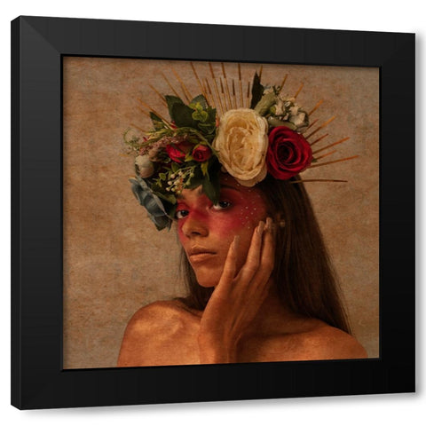 HANA Black Modern Wood Framed Art Print with Double Matting by Yuan, Kiki