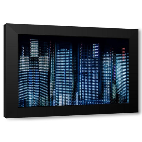 Tokyo Layers Black Modern Wood Framed Art Print with Double Matting by Makoto, Sasaki