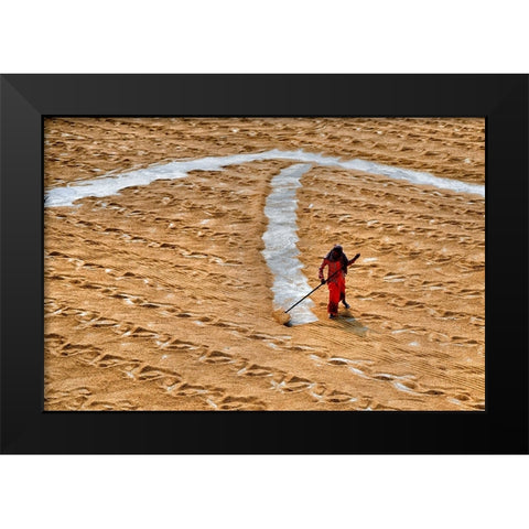 Paddy Drying9 Black Modern Wood Framed Art Print by Nandi, Shaibal