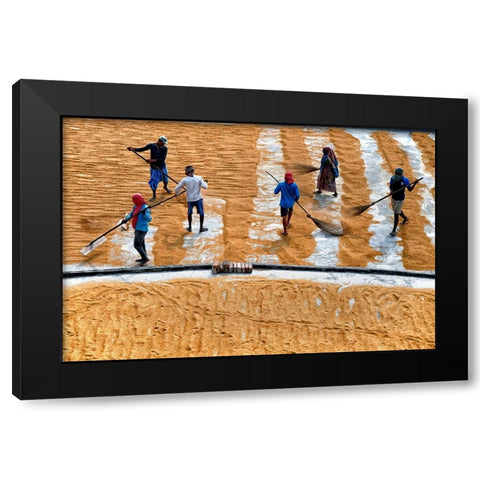 Paddy Drying13 Black Modern Wood Framed Art Print with Double Matting by Nandi, Shaibal