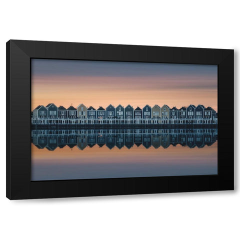 Drifting Houses Black Modern Wood Framed Art Print with Double Matting by De Franzoni, Thomas