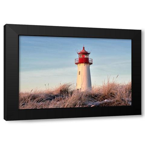 Lighthouse On Winter Morning Black Modern Wood Framed Art Print by Balzer, Bodo