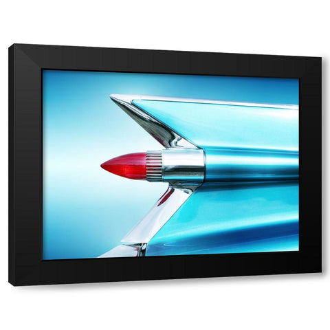 US classic car 1959 Sedan Deville tail fin abstract Black Modern Wood Framed Art Print by Gube, Beate
