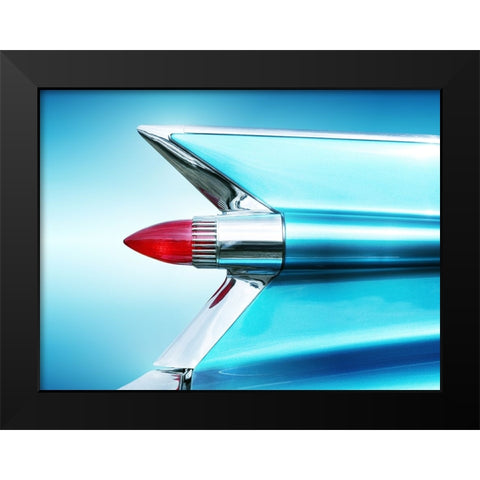 US classic car 1959 Sedan Deville tail fin abstract Black Modern Wood Framed Art Print by Gube, Beate