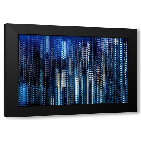 Tokyo Layers Black Modern Wood Framed Art Print with Double Matting by Makoto, Sasaki