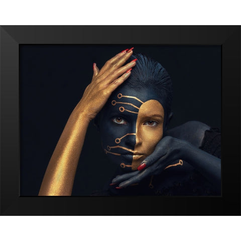 FULCRUM Black Modern Wood Framed Art Print by Bogdan R, Mihai