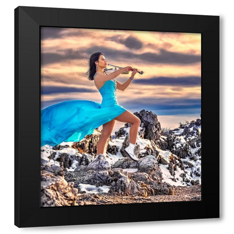 Tanya-The Queen Of The Violin Black Modern Wood Framed Art Print with Double Matting by Nanev, Vasil