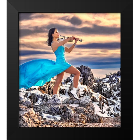 Tanya-The Queen Of The Violin Black Modern Wood Framed Art Print by Nanev, Vasil