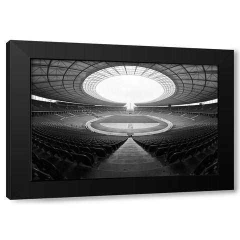 Berlin Olympiastadion Black Modern Wood Framed Art Print with Double Matting by Di Bello, Andrea