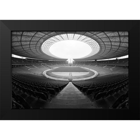 Berlin Olympiastadion Black Modern Wood Framed Art Print by Di Bello, Andrea