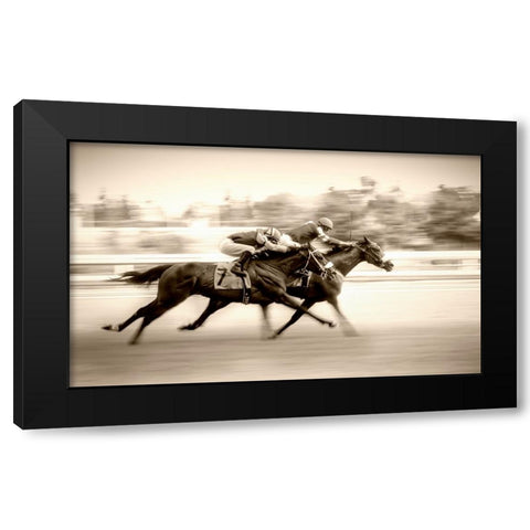 Racing Black Modern Wood Framed Art Print with Double Matting by Little7