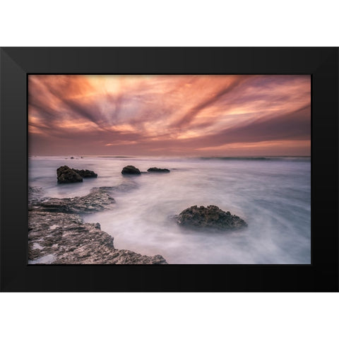 Stones Black Modern Wood Framed Art Print by Ehrlich, Amir
