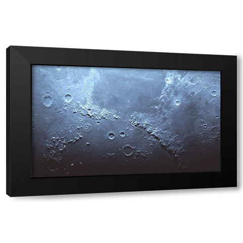 Mountains A Oceans Of The Moon Black Modern Wood Framed Art Print by Chakrabarti, Basudeb