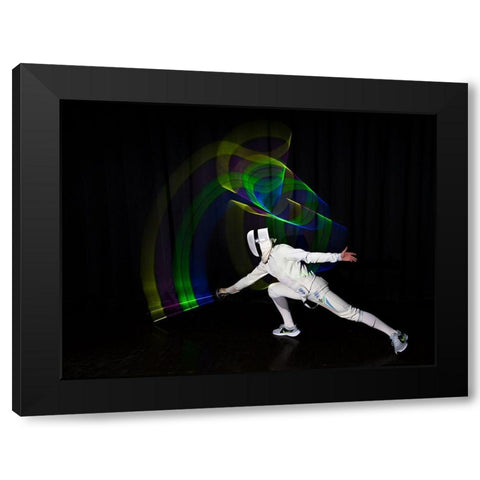 Fencing In Colours Black Modern Wood Framed Art Print by Van Der, Herman