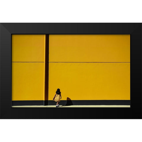 Street Story Black Modern Wood Framed Art Print by Roy, Anindita