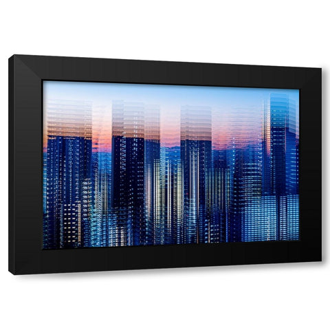 Tokyo Layers Black Modern Wood Framed Art Print with Double Matting by Makoto, Sasaki