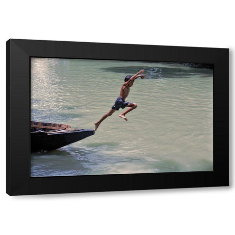 Childhood The Beautiful Station Of Life Black Modern Wood Framed Art Print by Rahman, Pinu