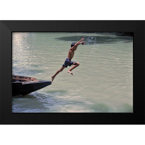 Childhood The Beautiful Station Of Life Black Modern Wood Framed Art Print by Rahman, Pinu