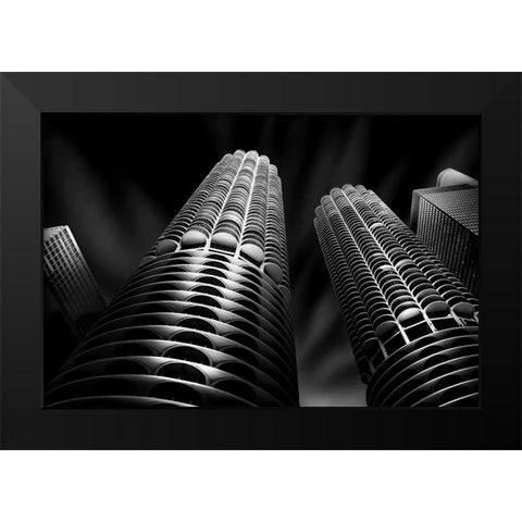 Marina City (Corn Cob) Black Modern Wood Framed Art Print by W., Catherine