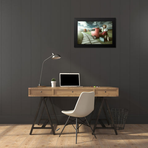 Vegtable Jurney Black Modern Wood Framed Art Print by Mymon, Noam