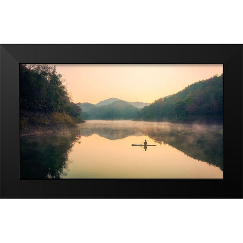 Autumn at Ban Viet Lake Black Modern Wood Framed Art Print by Tan Tuan, Nguyen