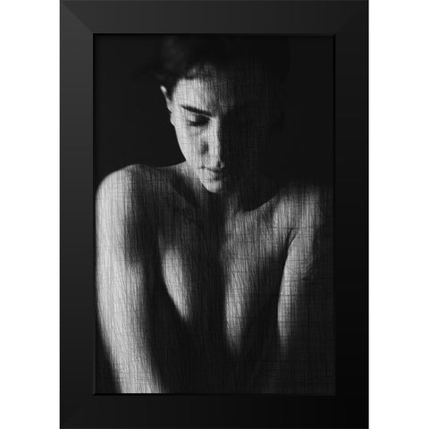 Drafted Black Modern Wood Framed Art Print by Bousca, Bogdan