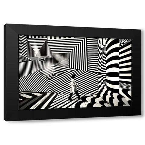 Pattern Walk 2 Black Modern Wood Framed Art Print with Double Matting by Das, Avishek