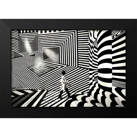 Pattern Walk 2 Black Modern Wood Framed Art Print by Das, Avishek