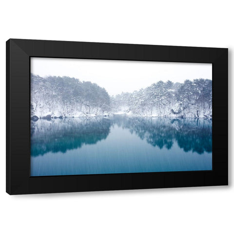 Goshiki-numa, Urabandai Black Modern Wood Framed Art Print by Makoto, Sasaki