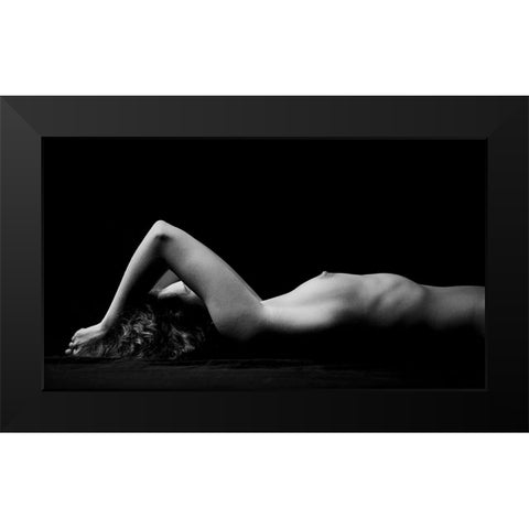 2 Stripes Black Modern Wood Framed Art Print by Bosogea-Tudor, Ileana