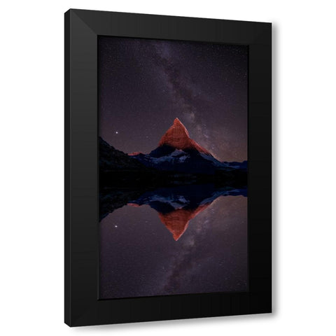 A mountain of stars Black Modern Wood Framed Art Print with Double Matting by Victor, Baldea