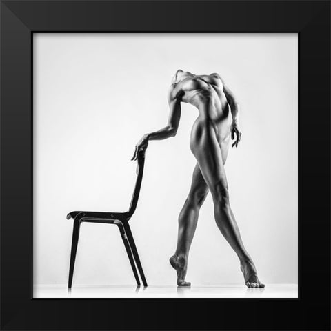 Dancing With The Chair Black Modern Wood Framed Art Print by Valevicius, Aurimas