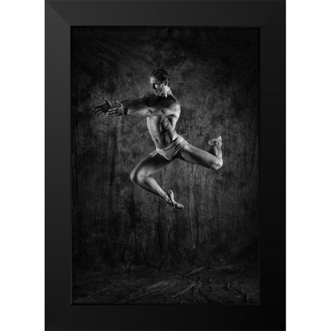 Triangle Black Modern Wood Framed Art Print by Paritskiy, Oles