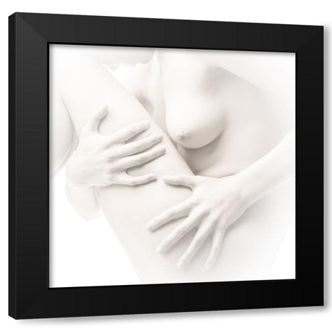 milky white Black Modern Wood Framed Art Print with Double Matting by Valevicius, Aurimas