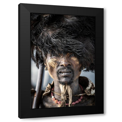Dassenech man Black Modern Wood Framed Art Print with Double Matting by Cole, Trevor