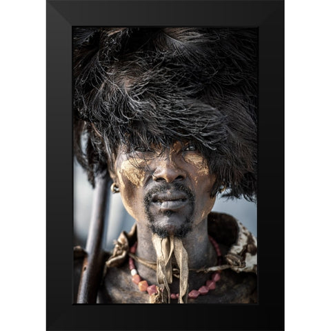 Dassenech man Black Modern Wood Framed Art Print by Cole, Trevor