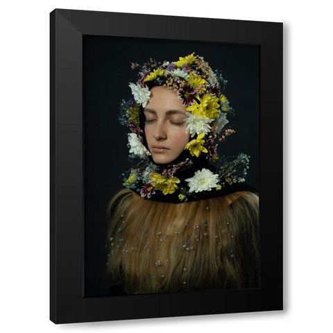 TOTAL FLOWERING Black Modern Wood Framed Art Print with Double Matting by Usmanova, Larisa
